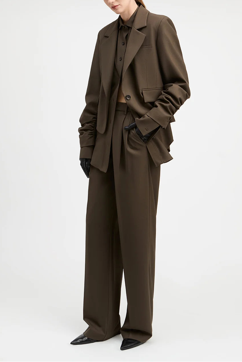 Derek Lam Crosshatch Stretch Single Breasted Blazer