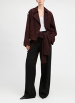 Derek Lam Luxe Goat Suede Double Breasted Blouson Jacket