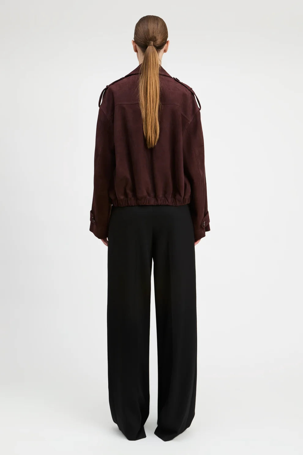 Derek Lam Luxe Goat Suede Double Breasted Blouson Jacket