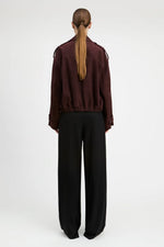 Derek Lam Luxe Goat Suede Double Breasted Blouson Jacket