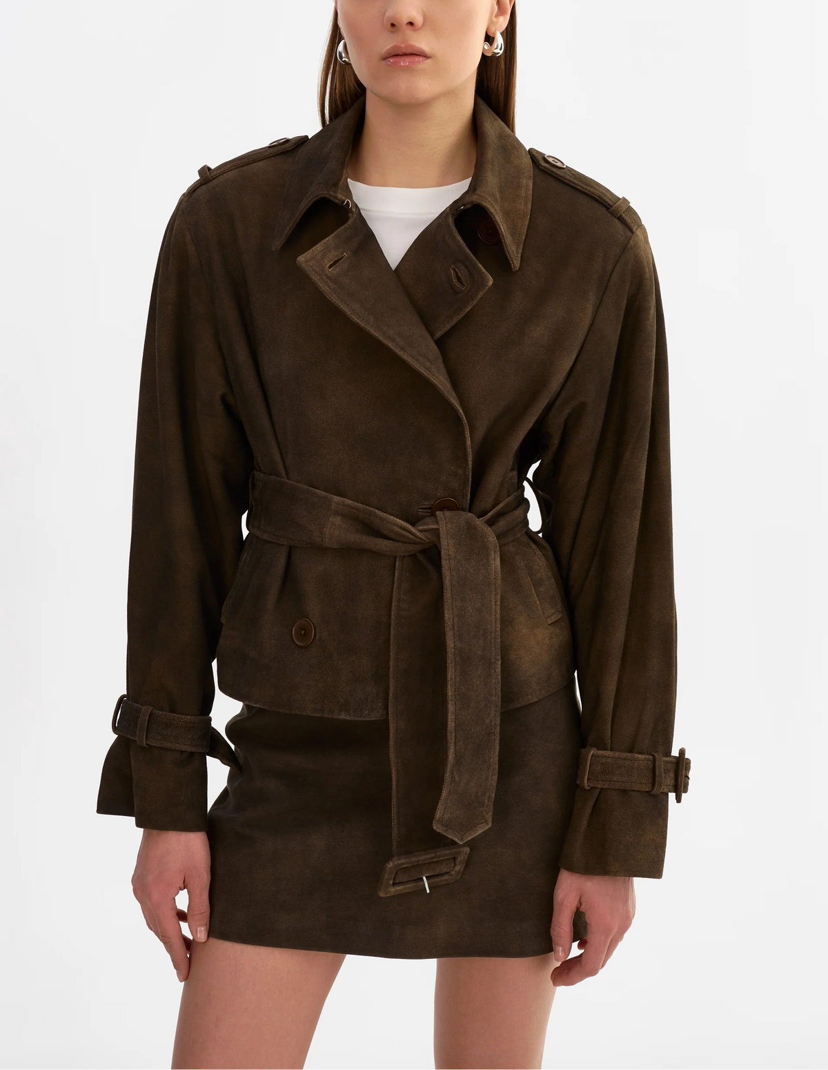 Lamarque Dhana Suede Short Trench Coat