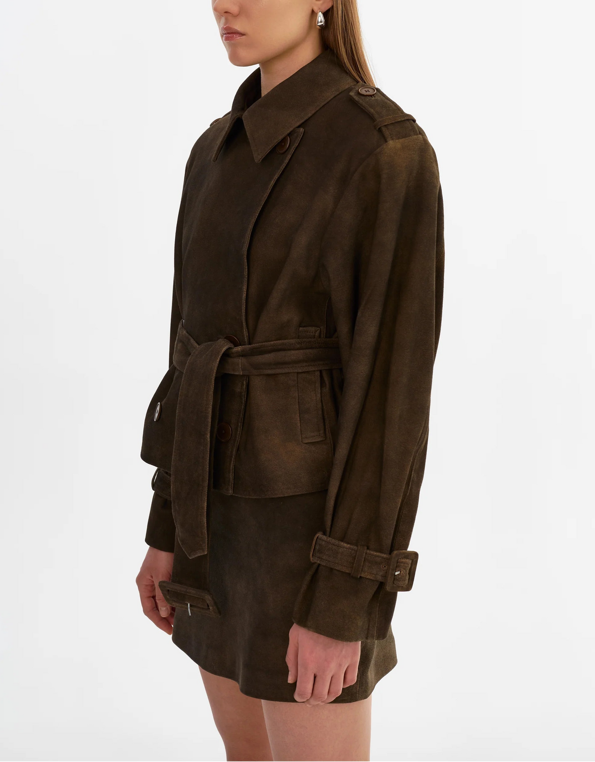 Lamarque Dhana Suede Short Trench Coat