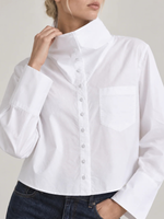 Derek Lam Cotton Poplin Long Sleeve Button Front Funnel Neck DF617632COP
