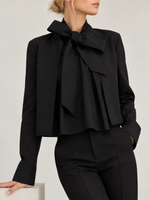 Derek Lam Cotton Poplin Raglan Sleeve Tie Neck Blouse DF617631COP