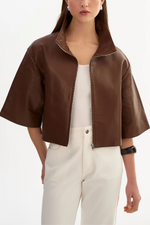 Lamarque TS Elin Funnel Neck Leather Jacket