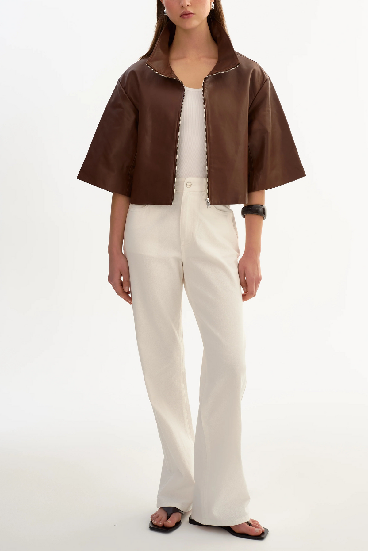 Lamarque TS Elin Funnel Neck Leather Jacket