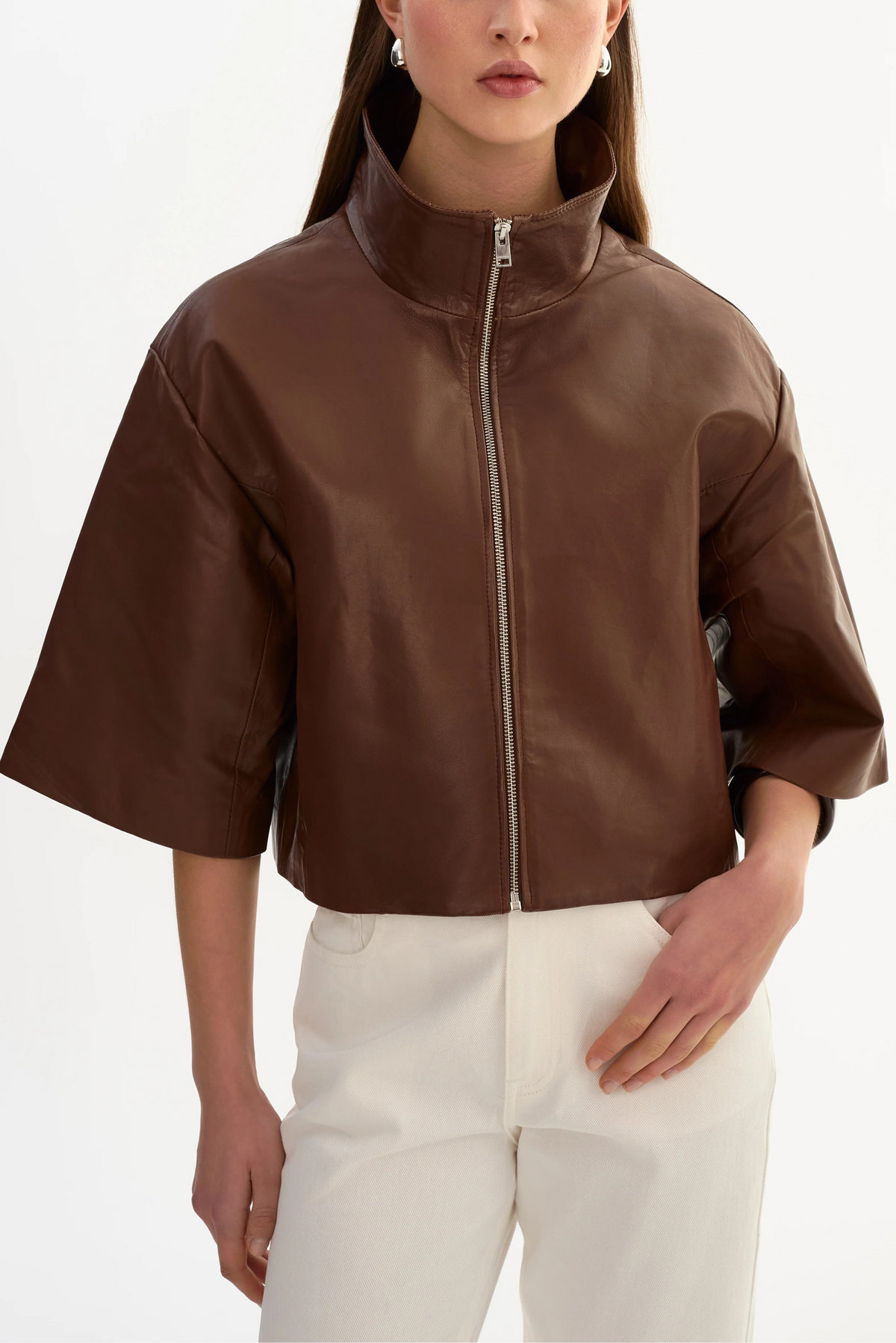Lamarque TS Elin Funnel Neck Leather Jacket