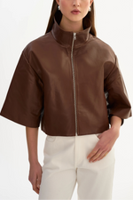 Lamarque TS Elin Funnel Neck Leather Jacket