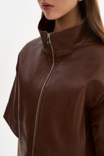 Lamarque TS Elin Funnel Neck Leather Jacket