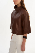 Lamarque TS Elin Funnel Neck Leather Jacket