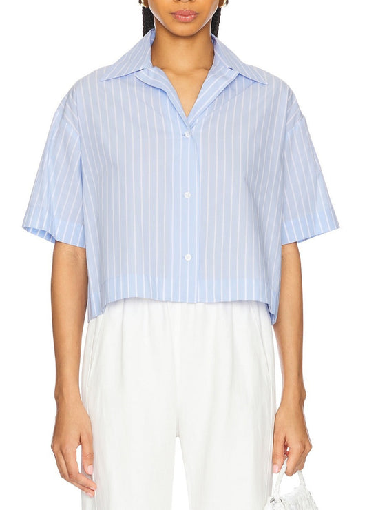 Enza Costa Poplin Cropped S/S Shirt