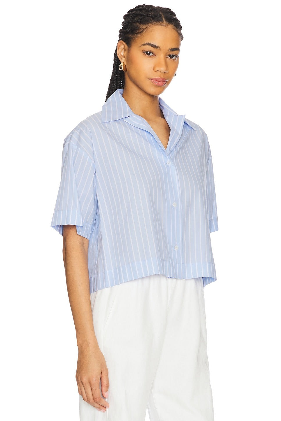 Enza Costa Poplin Cropped S/S Shirt