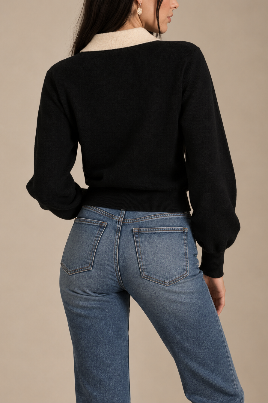 White + Warren Cashmere Contrast Collar Sweater