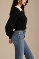 White + Warren Cashmere Contrast Collar Sweater