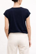 Majestic Stretch Linen SemI Relaxed S/S Crewneck Top