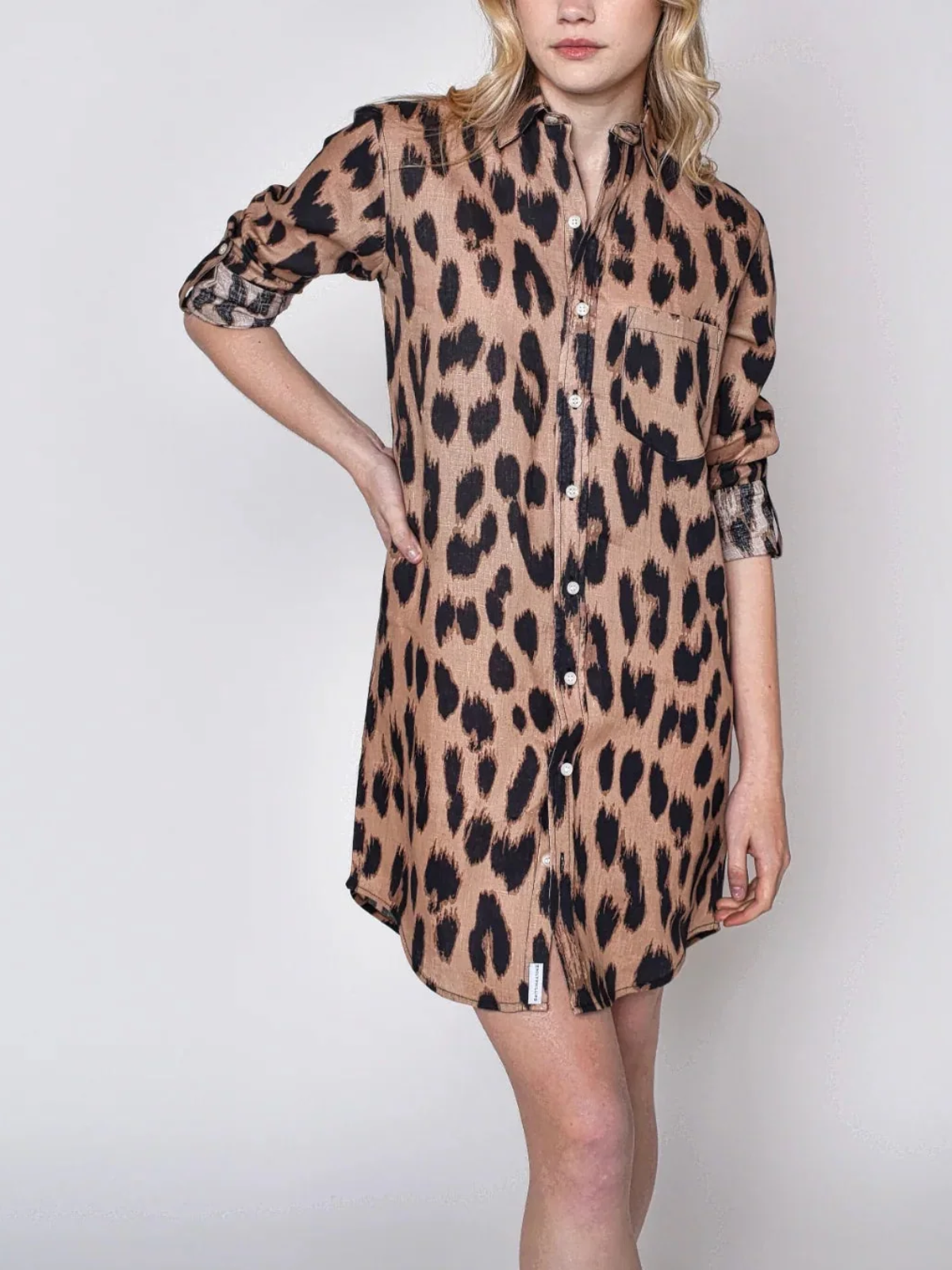 Emily Phillips Cheetah Linen Girlfriend Dress_GFD-LINCH