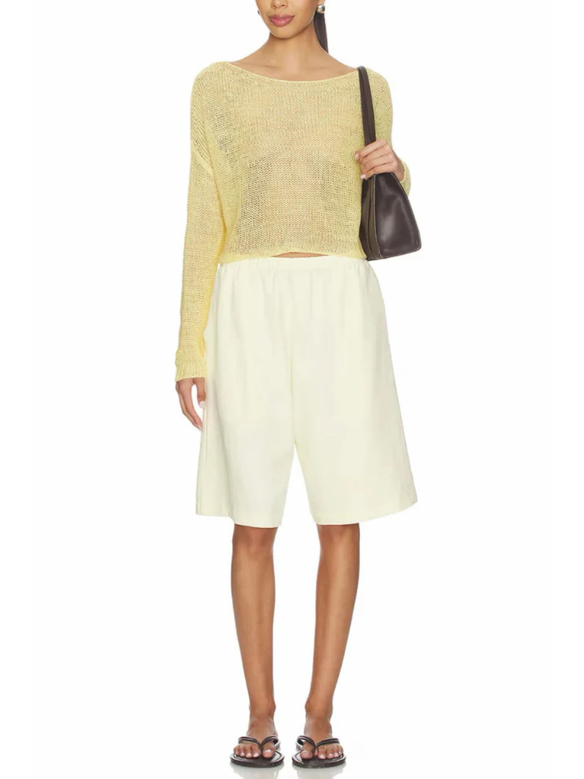 Enza Costa Linen Open Knit Bateau Sweater
