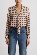 Smythe V-Neck Tie Blouse
