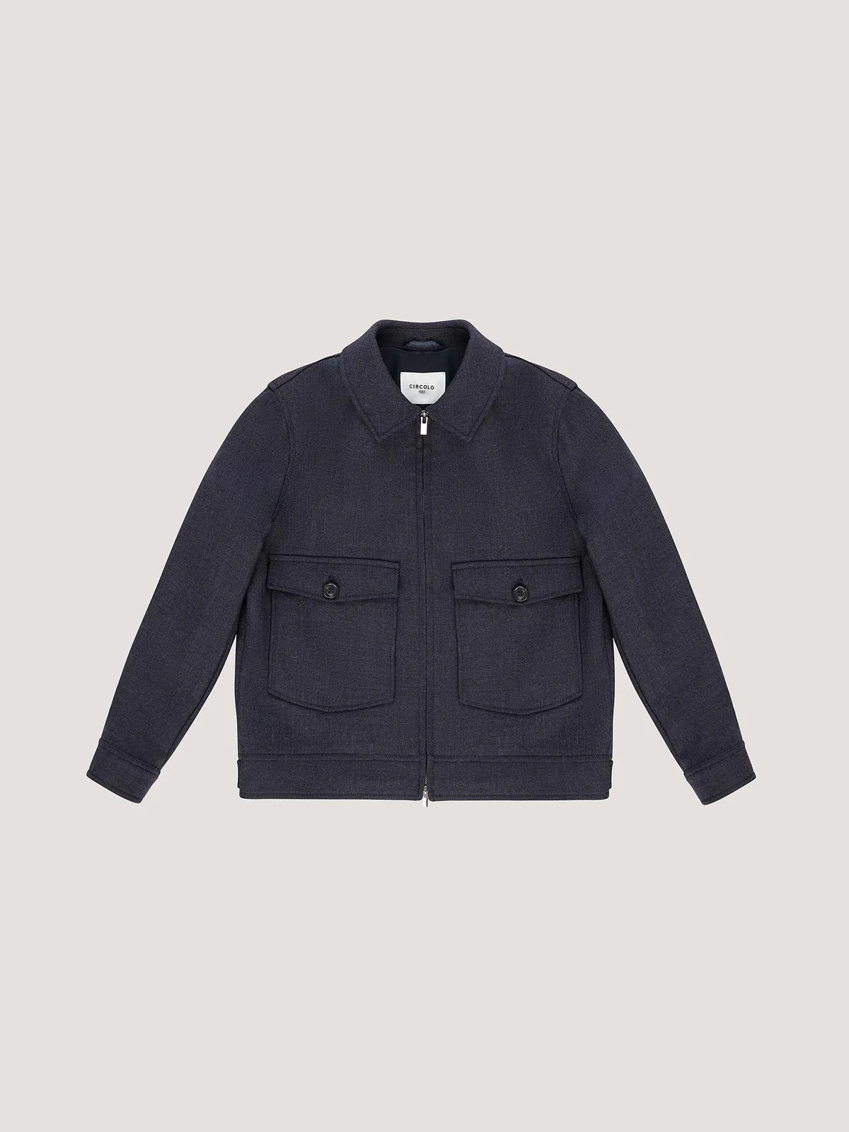 Circolo Blouson Worsted Wool Double Pocket Jacket