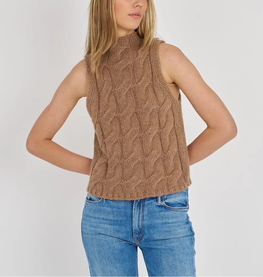 Archer Cashmere Lennon Sleeveless Mock Neck Top