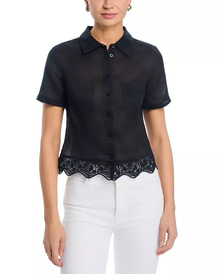Frame The Embroidered Seaside Shirt in Black