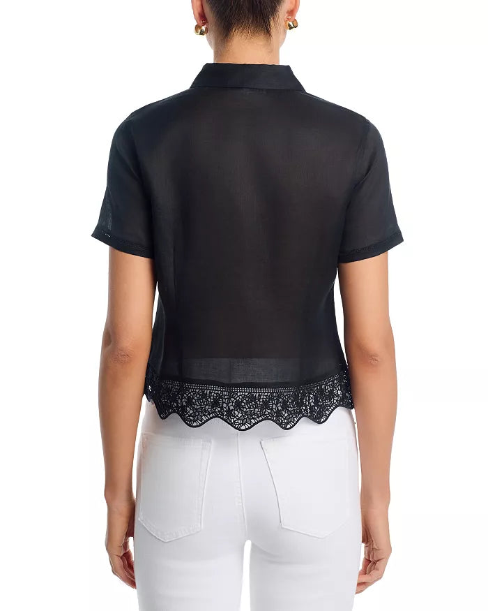 Frame The Embroidered Seaside Shirt in Black