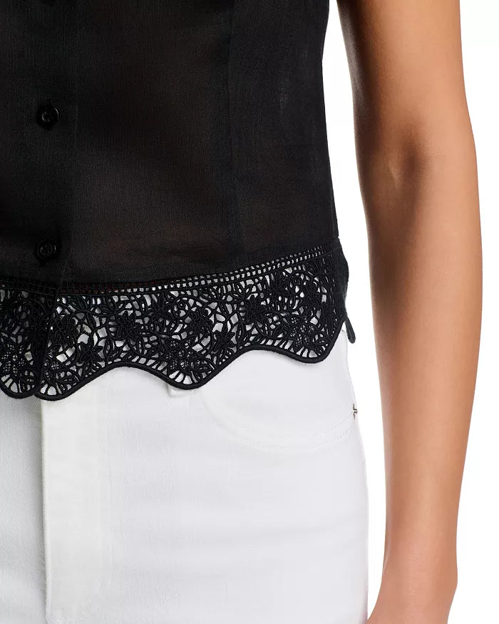 Frame The Embroidered Seaside Shirt in Black