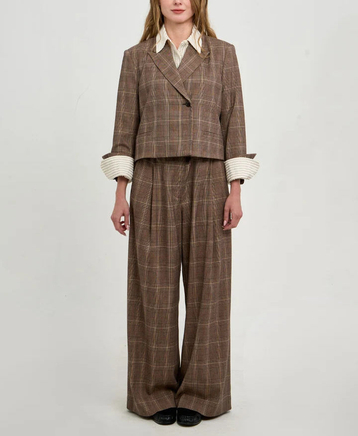 Phoebe Jon Frankie Crop Plaid Jacket