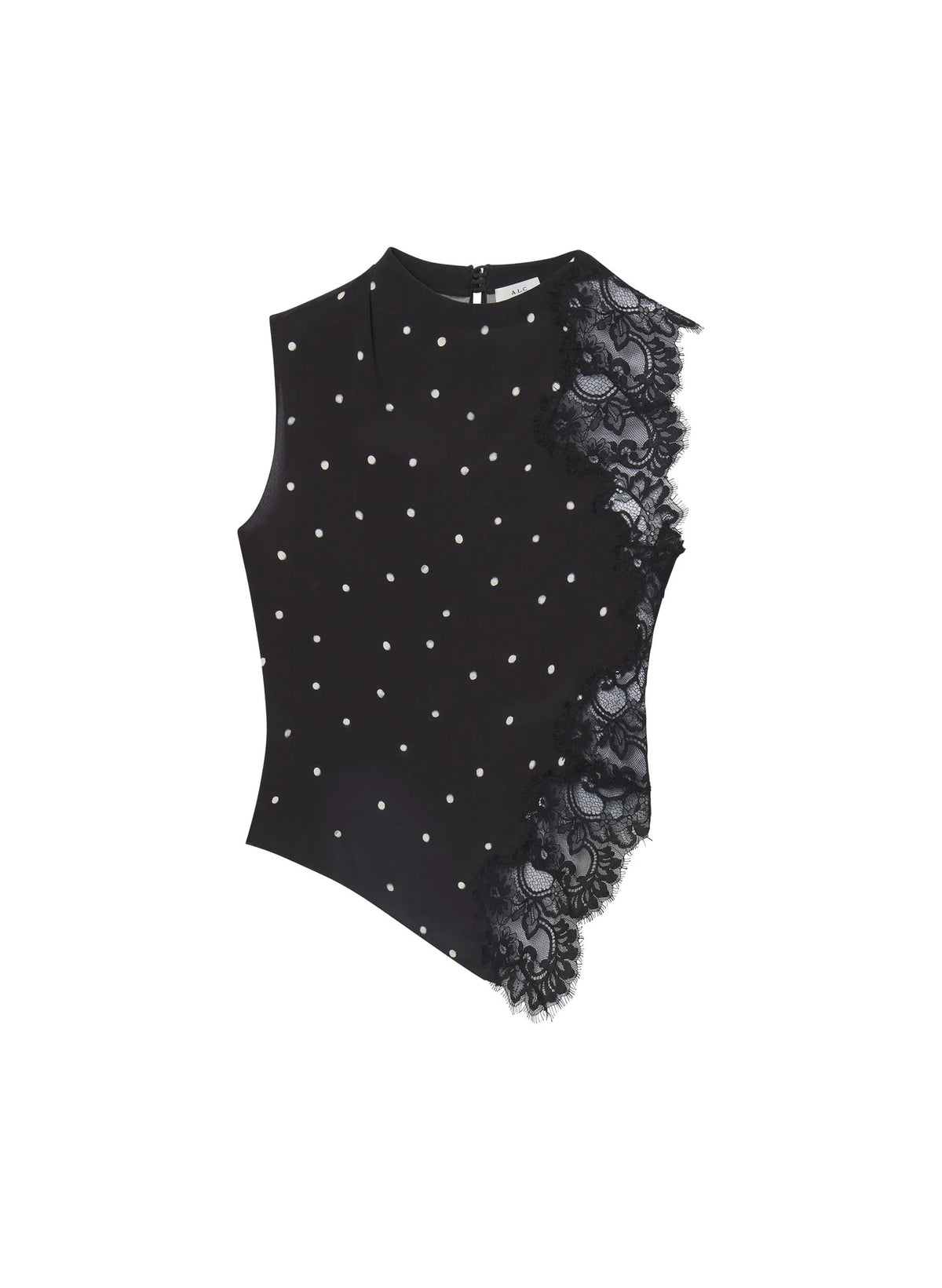 ALC Gracie Polka Dot Crepe And Lace Top