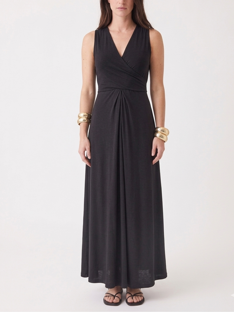 Majestic Filatures Suprima Cotton Interlock V-Neck Tank Maxi Dress