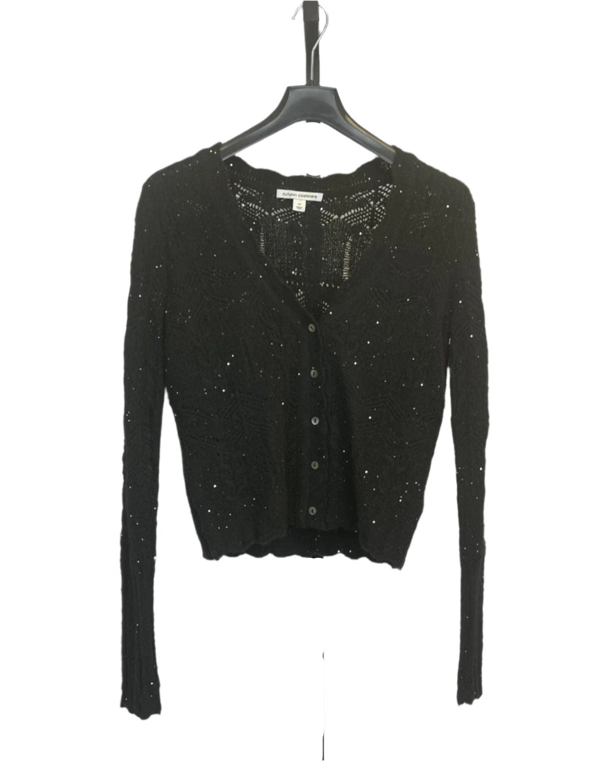 Autumn Cashmere Open Pointelle Sequin V Neck Cardigan