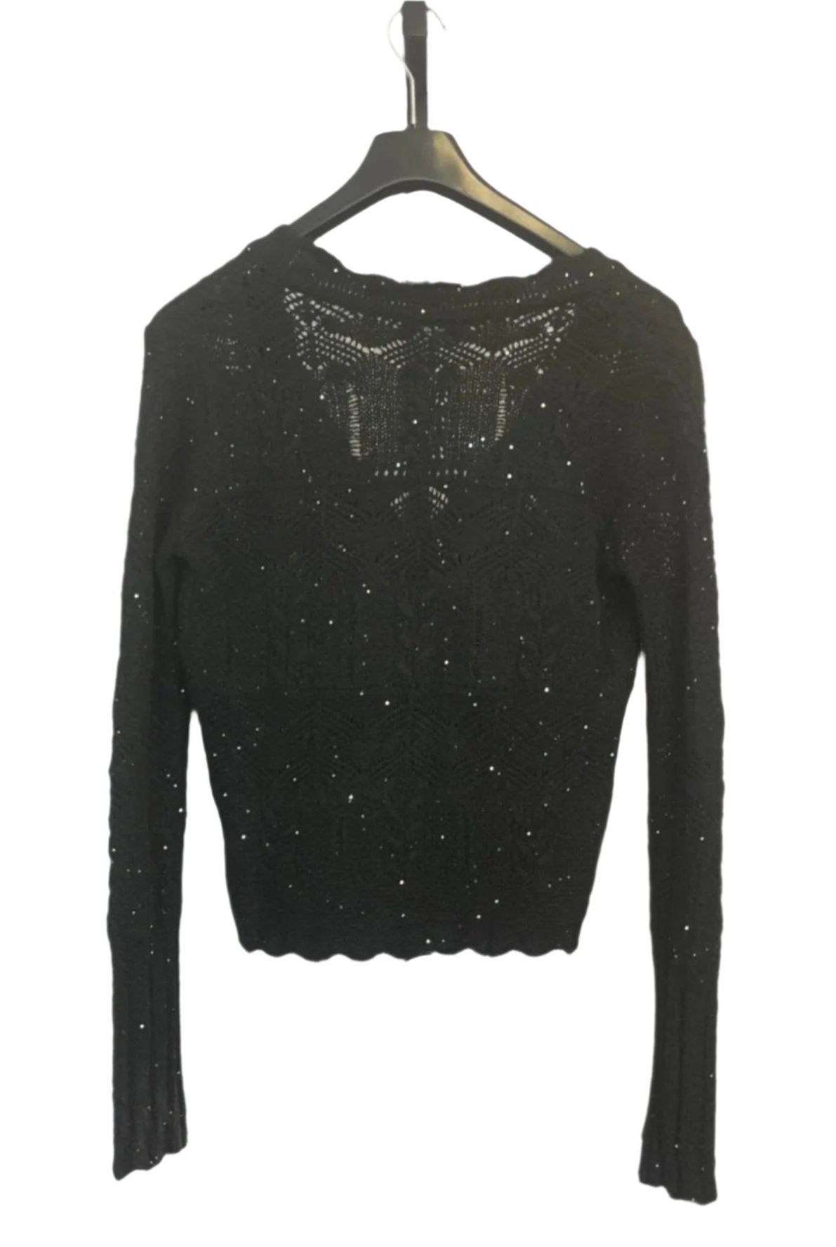 Autumn Cashmere Open Pointelle Sequin V Neck Cardigan