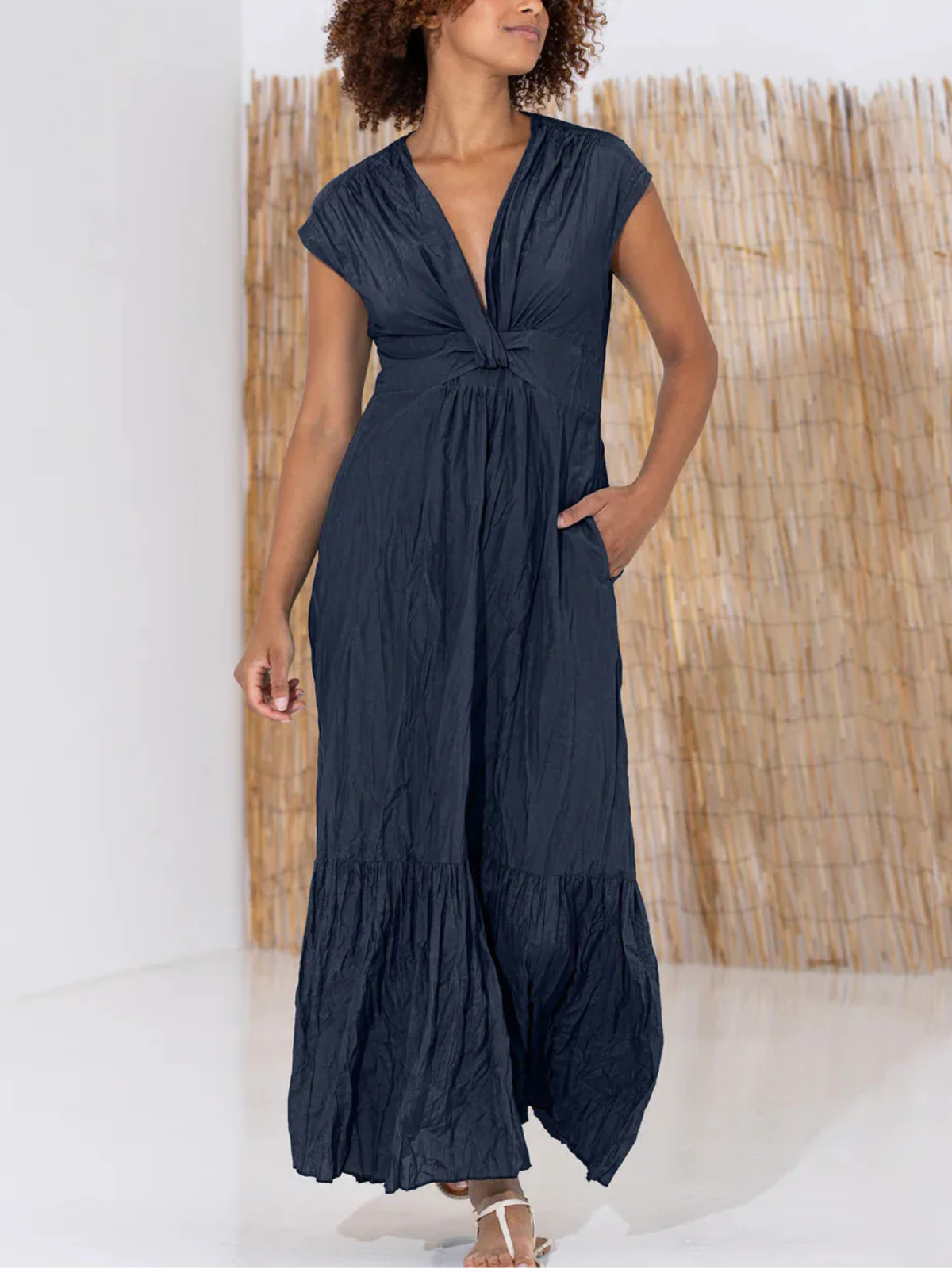 Go Silk Go Crinkle Cut Twist Dress_D495