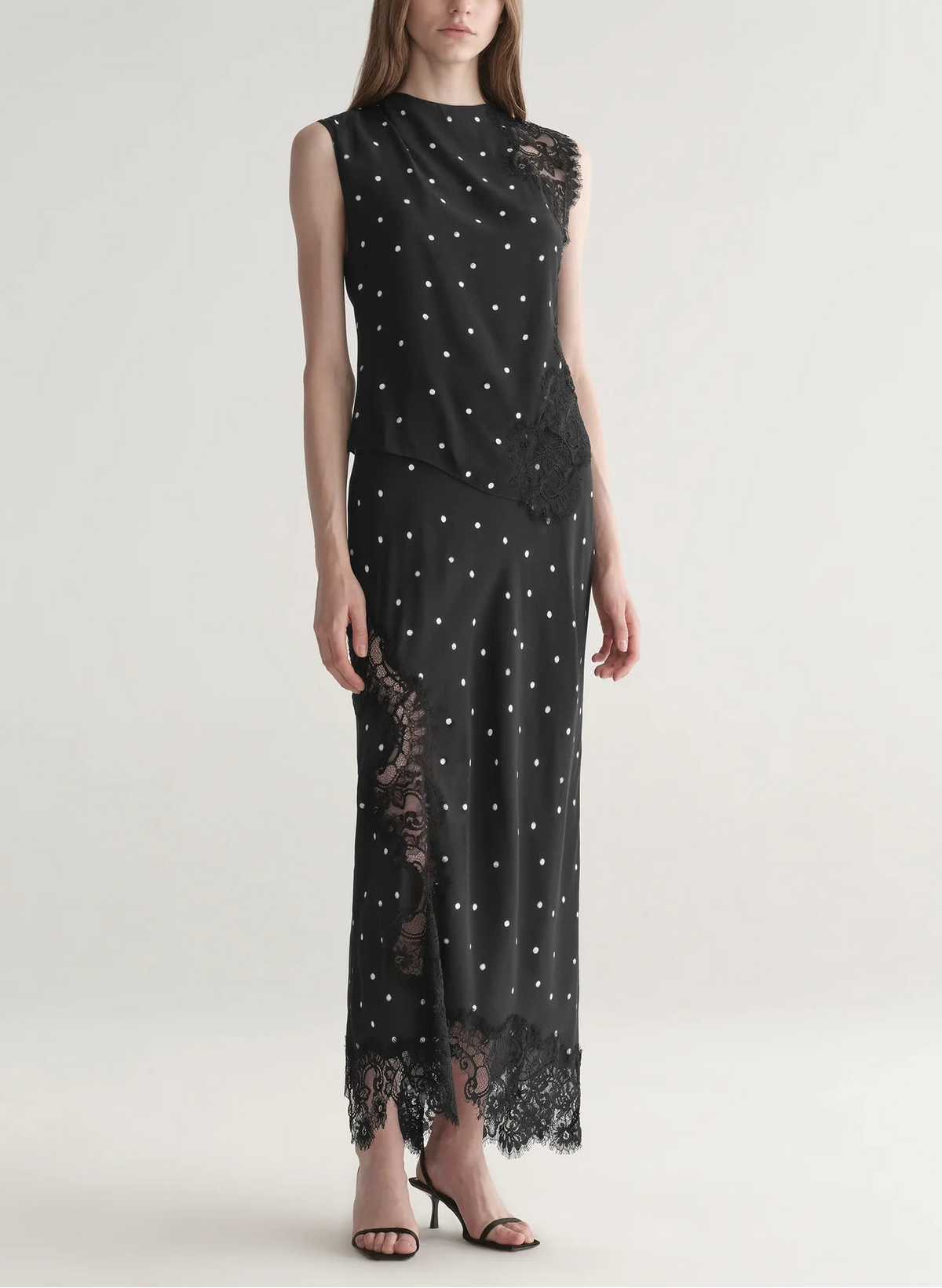 ALC Gracie Polka Dot Crepe And Lace Top