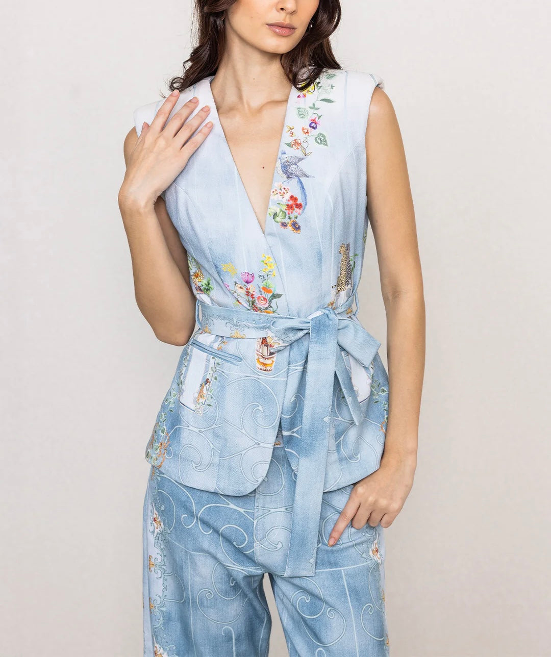 Ranna Gill Rafia Belted Waist Coat