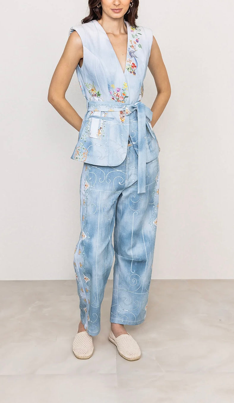 Ranna Gill Rafia Belted Waist Coat