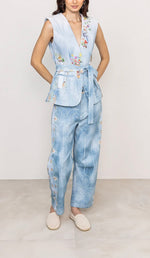 Ranna Gill Rafia Belted Waist Coat