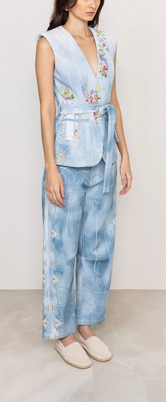 Ranna Gill Rafia Belted Waist Coat