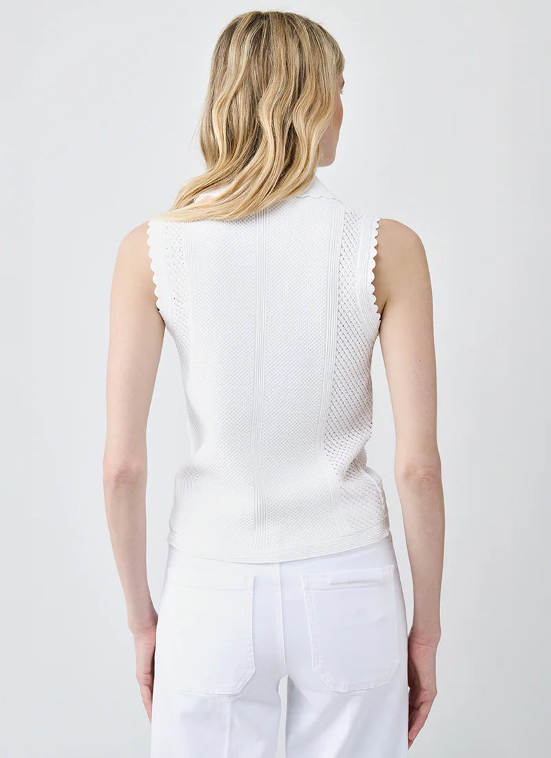 Autumn Cashmere Mesh Keyhole Johnny Collar Top