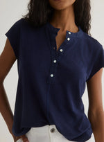 Bella Dahl Short Sleeve Placket Pullover Top