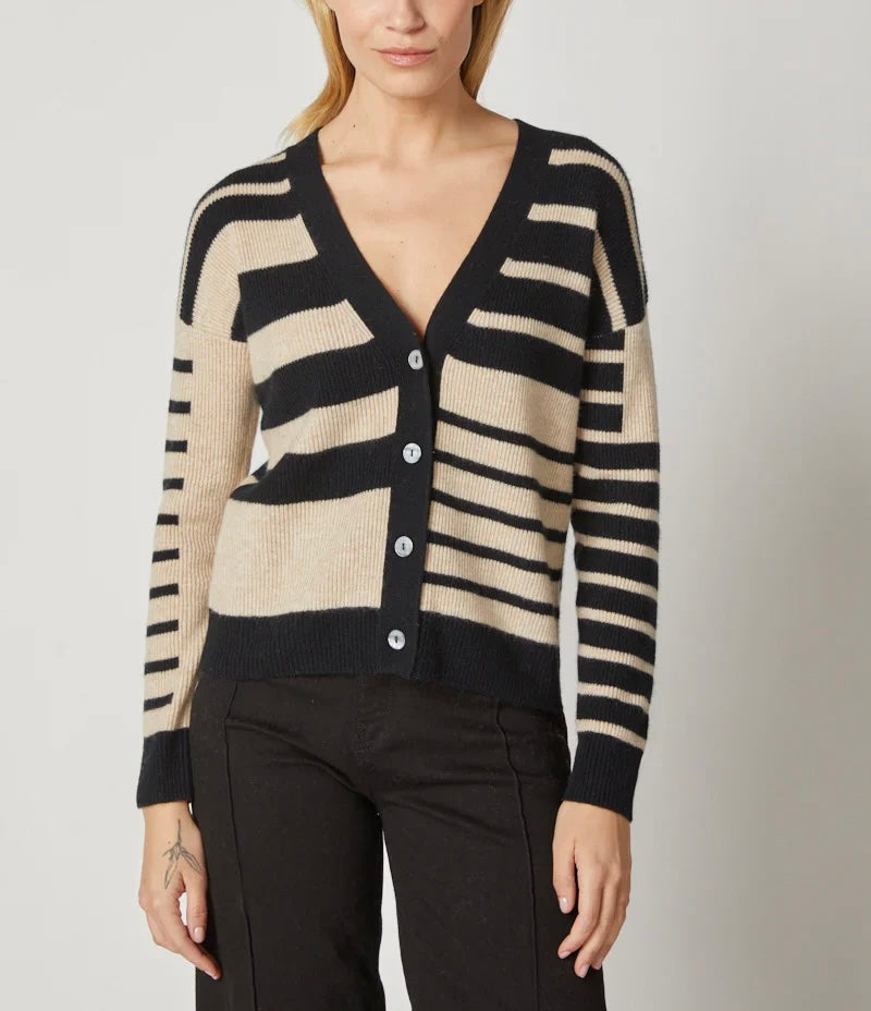 Kokun Stripe Mixed Cardigan