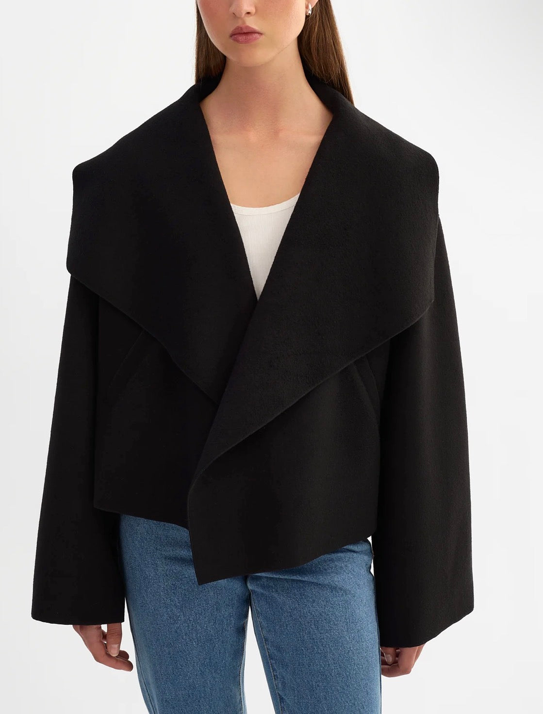 Lamarque Luisa Cropped Cascade Collar Jacket