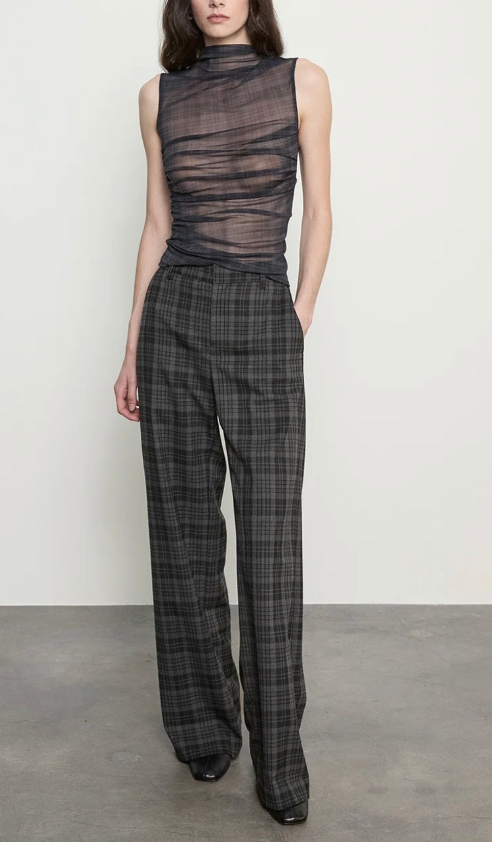 Enza Costa Mesh Sleeveless Twist Top