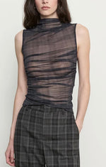 Enza Costa Mesh Sleeveless Twist Top