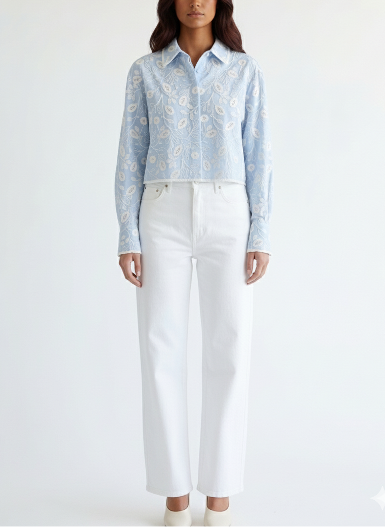 Simkhai Farlowe Cropped Button Down Shirt