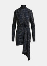 Essentiel Imortel Printed Draped Dress WIth Ruched Detailing