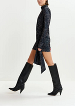 Essentiel Imortel Printed Draped Dress WIth Ruched Detailing