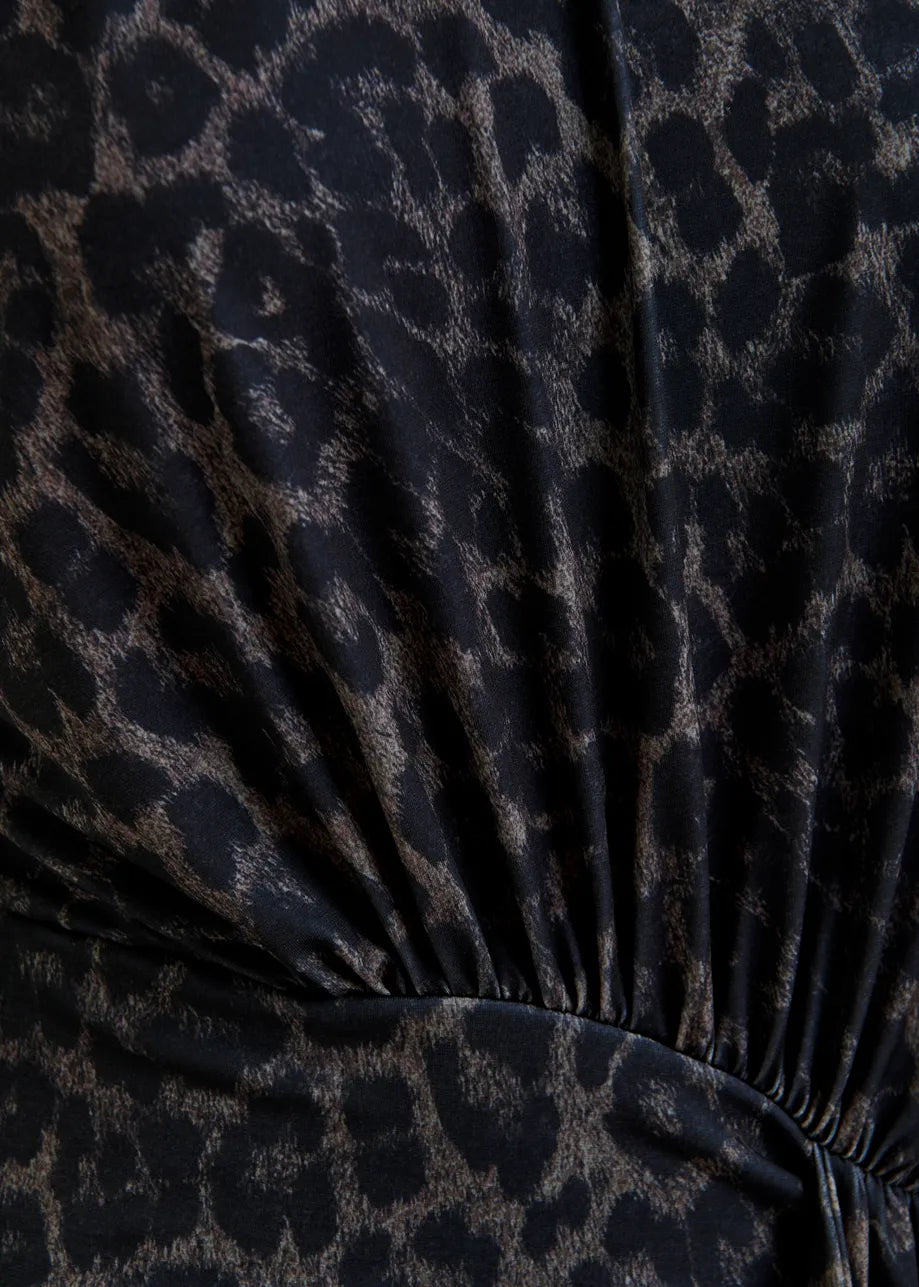 Essentiel Imortel Printed Draped Dress WIth Ruched Detailing