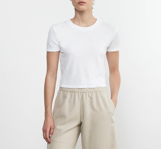 Enza Costa Supima Cotton Essential Perfect Cropped S/S