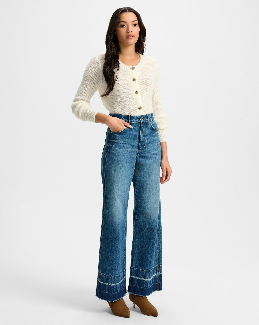 Veronica Beard Taylor High Rise Wide Leg Jeans